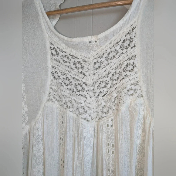 Free‎ People Kiss Kiss Tunic in White size Small  Boho Lace Festival Country - Picture 3 of 11